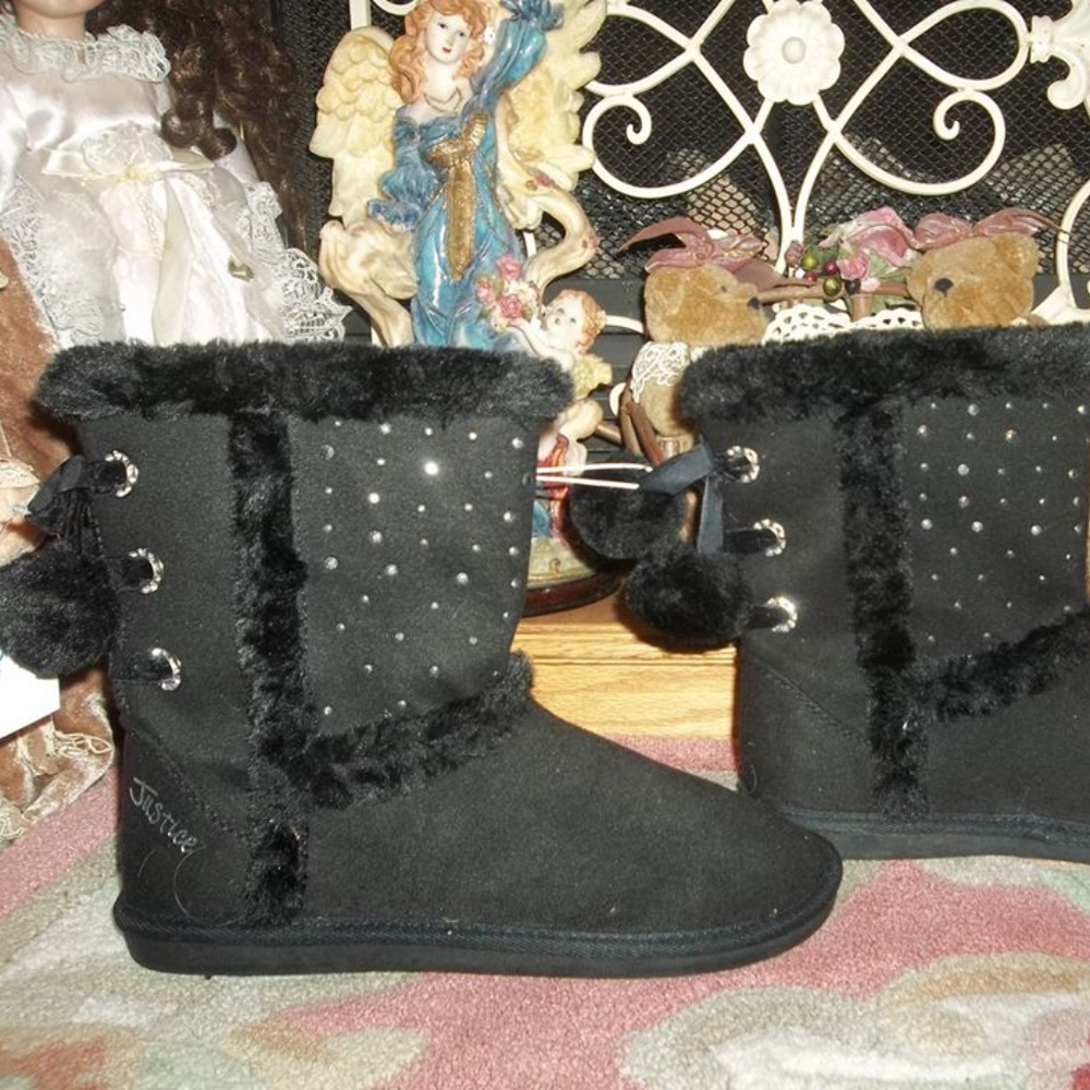 BNWT Black Justice Boots Adult Teen Sz. 8